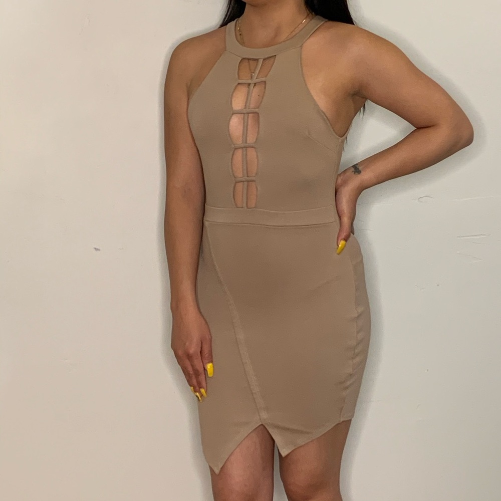 Nude mini dress